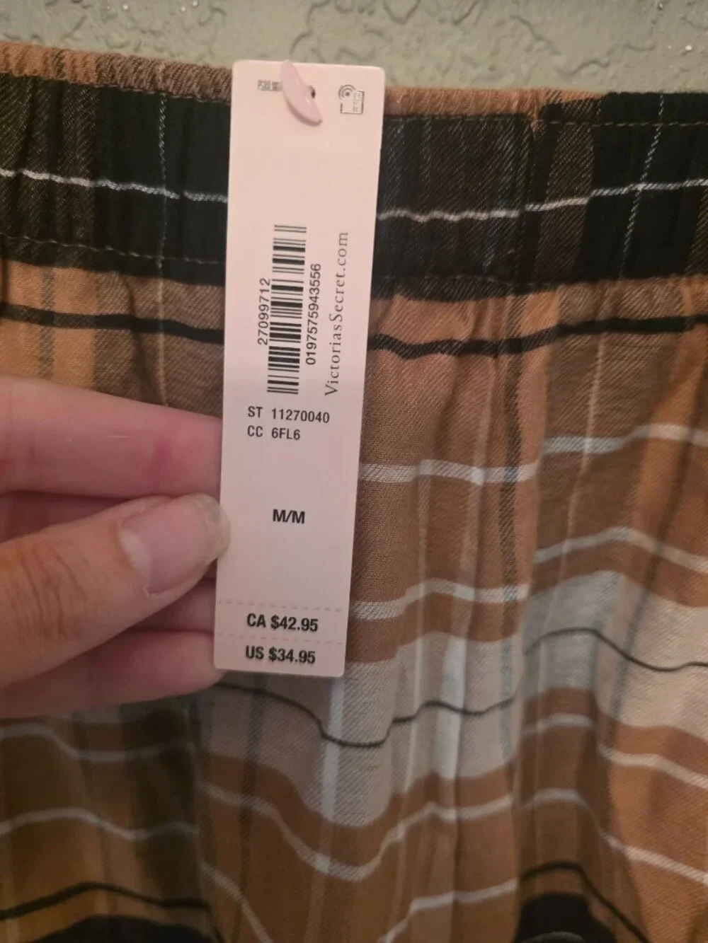 Victoria's Secret Brown Plaid Modal Cotton Blend Boxer Pajama Shorts M NEW